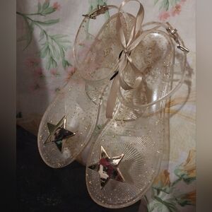KATY PERRY Star Geli shoes Size 8 Color Clear with Gold mini stars throughout